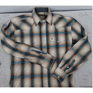 Men's Stetson Pearl Snap Plaid LS Western Shirt Small EUC